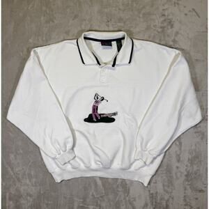 Vintage Claybrooke Sport Golf Collared Henley Sweater Mens XL Embroidered Polo